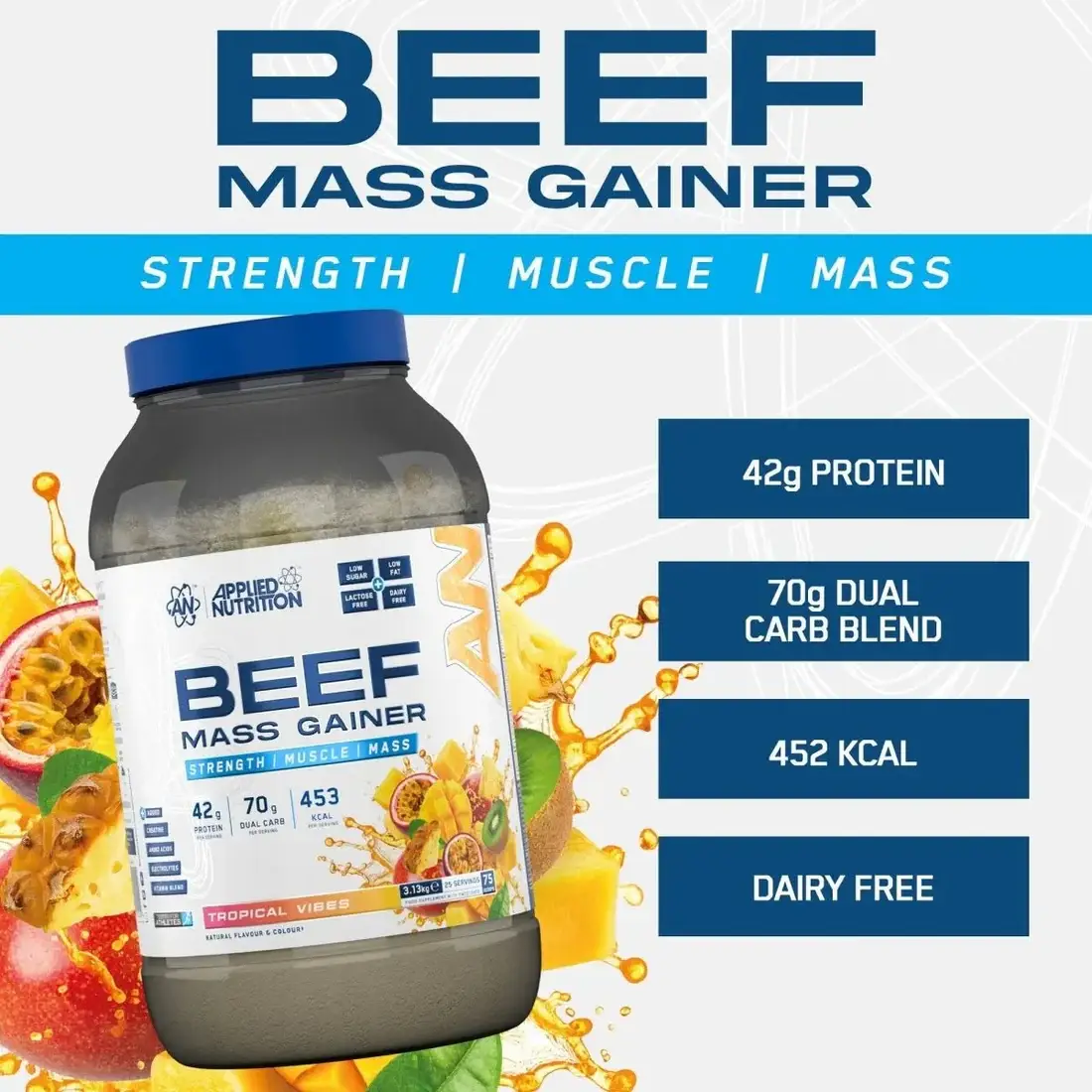 Applied Nutrition - Beef Mass Gainer 3130 g och 25 servering - Bild 6