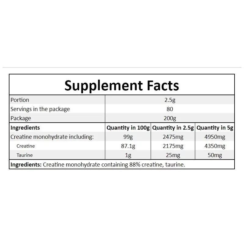 Hiro.Lab – Creatine (Unflavoured) 200 g och 80 servering - Bild 2