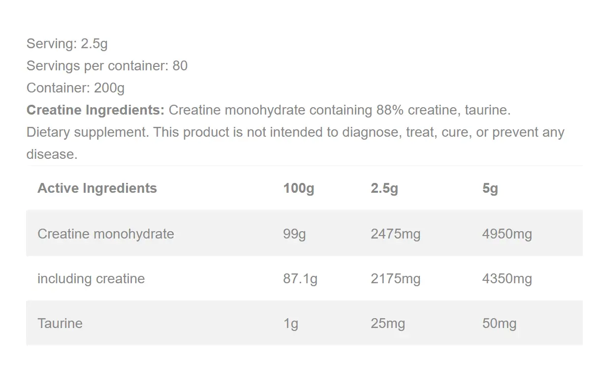 Hiro.Lab – Creatine (Unflavoured) 200 g och 80 servering - Bild 3