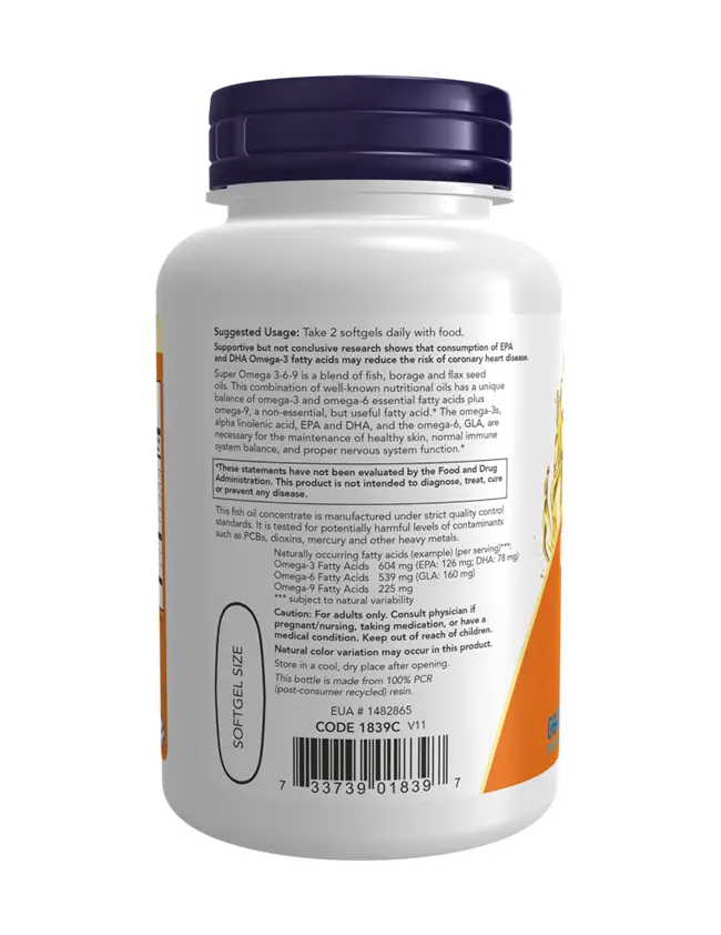 Now - Super Omega 3-6-9 & Fish Oil - 90 kapslar - Bild 2